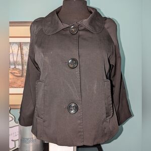 Vertigo Paris cropped swing jacket, 3/4 sleeves, size M, black w/ green lining